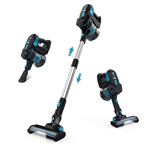 INSE Cordless Vacuum Cleaner, Lightweight Cordless Stick Vacuum Up to 40min Runtime, Powerful 6-in-1 Cordless Vacuum with 2200m-Ah Rechargeable Battery, Quiet Hardwood Floor Vacuum for Pet Hair Home