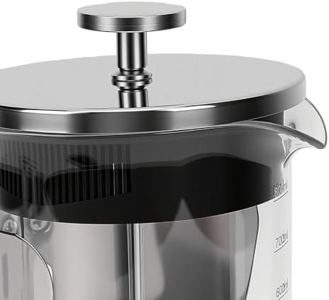 banapoy French Press Coffee Maker, 304 Stainless Steel 800ml Coffee Press, Thickened Glass Tea Maker, Cold Brew Tea Pot Manual Brewer for Home Travel Camping (Woven 800ml) — view 7