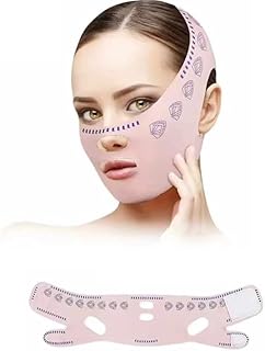 شريط شد الوجه والذقن والخدود للنساء، حزام مضاد للتجاعيد للعناية بالوجه وتخسيسه (لون وردي، موديل ايه)