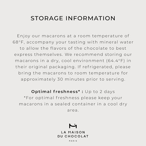 LA MAISON DU CHOCOLAT Macaron Gift Box - Gourmet French Dark Chocolate Filling with Shells in Assorted Flavors (6 Pieces)