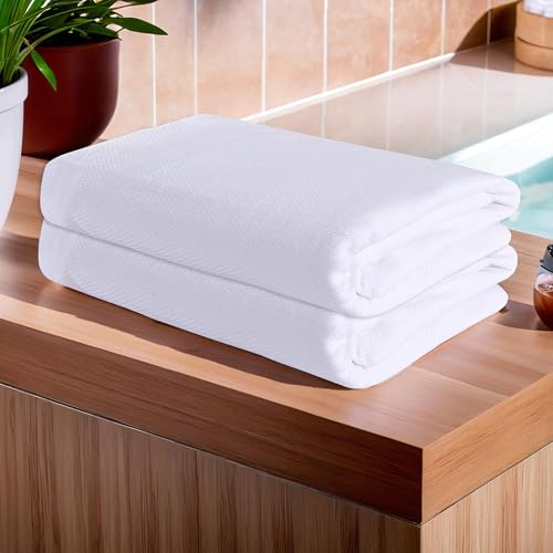 Image of Kuber Industries Pack of 2 Cotton Bath Towel for Women | Super Soft Swimming & Bathing Towel | 30x60 Inch | Travel Cotton Towel & Gamcha | White