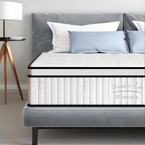 MTSVMP Queen Size 10 Inch Hybrid Mattress in a Box, Medium Firm Innerspring Mattresses Memory Foam & Individually Wrapped Pocket Springs for Pain Relief, CertiPUR-US Certified