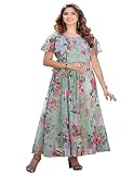 Shasmi Vestido de mujer Georgette con estampado floral digital para mujer (vestido 35), Verde Pista, 38