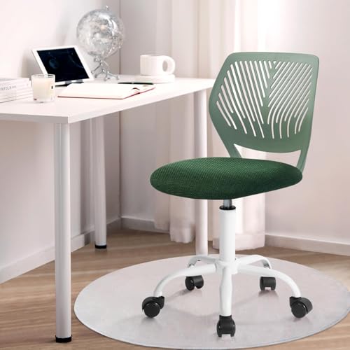 FurnitureR Kinder Schreibtischstuhl, höhenverstellbarer Drehstuhl mit kleinem Loch Rückenlehne Design, geeignet für Kinderzimmer oder Arbeitszimmer, Molandi Dunkelgrün