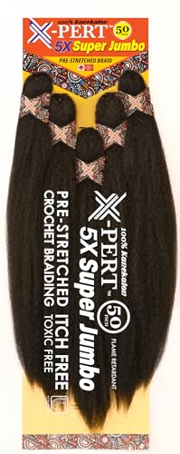 X-PERT 5X Super Jumbo Pre-Stretched Braiding Hair #1B