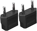 Paquet de 2 EU Connecteur européen de type C, 2-Prong à 2-Prong Adaptateurs de voyage Europe Outlet Universal Power Jack Wall Plug Voyage des États-Unis/Canada à l'Europe/Asie-Noir
