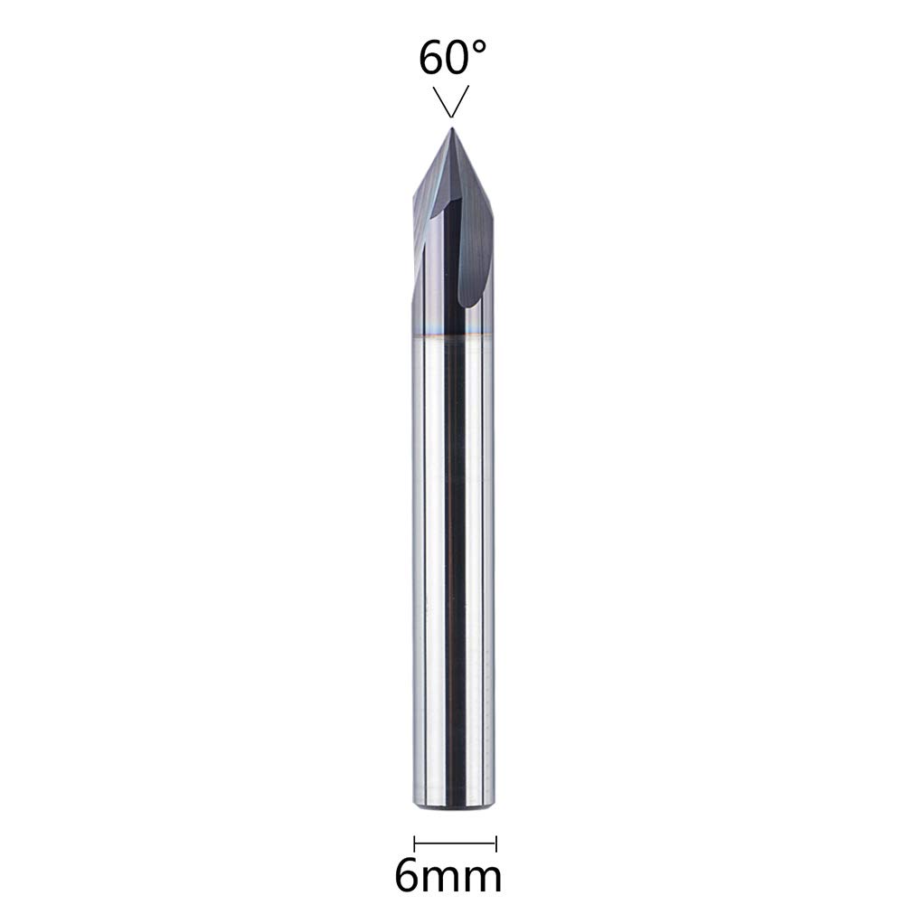 SpeTool frez do fazowania i grawerowania, 3 flety, V frez do rowków 6 mm, trzpień 60°, VHM, dłuto do grawerowania, frez trzpieniowy do drewna z powłoką TiAlN