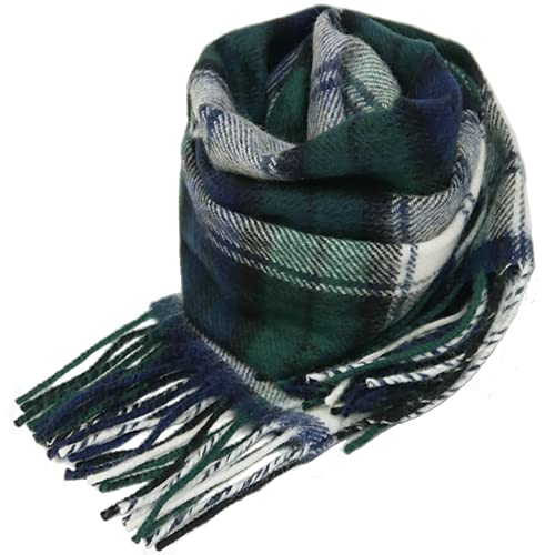 [ロキャロン] 英国王室ご愛用 ラムズウール100％ タータンチェックマフラー全42柄 (ドレスブラックウォッチ)