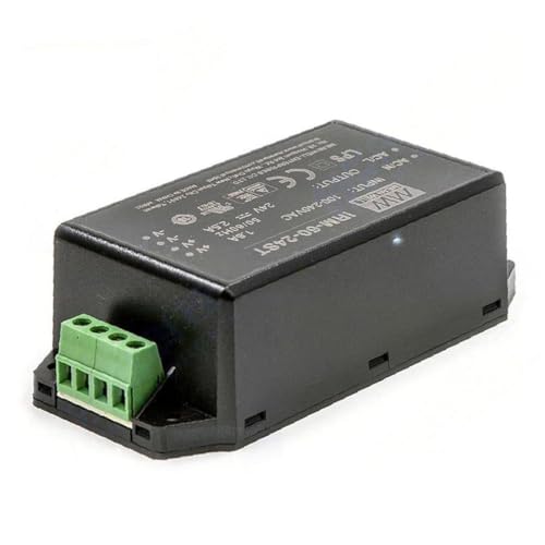 DynMach IRM-60-24ST 60W 24V 2.5A High-Efficiency AC-DC Power Supply - Compact, Plastic Enclosure for Consumer Electronics and Appliances