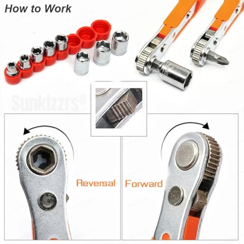 Image of Sunkizzrs 23-Pcs Ratchet Wrench Screwdriver Bit Set with Magnetizer | 1 /4 inch(6.35mm) Drive Hex Socket Set (5mm-13mm) -12 in 1 Screwdriver Bit Set with 1 /4 inch Extension Bit Holder