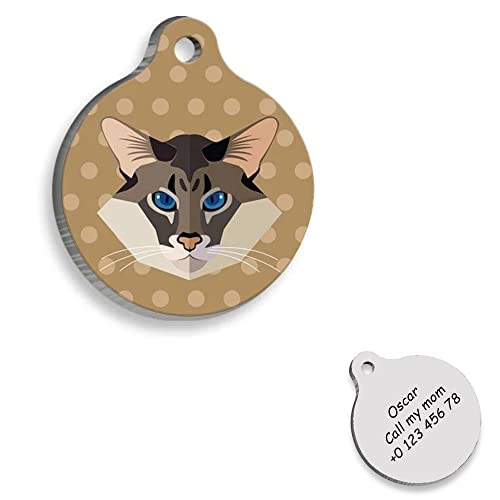 Balinese Cat id Tag Heart - Cat Personalized Dog Tag - Cat Custom Name Tag - Customized Pet Tags - Cat Name id Tag for Dog - Cat Name Tag