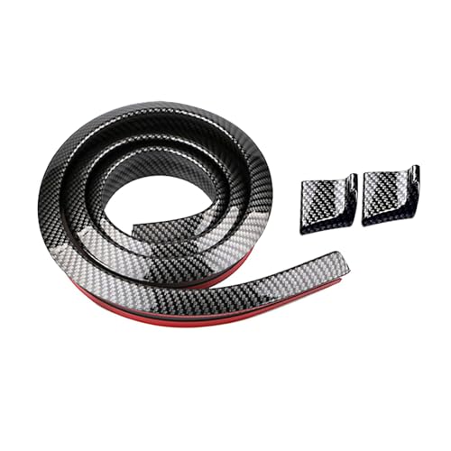 leechio 1 PC Car Rear Spoiler Roof Lip Kit, 4.9 Ft Carbon Fiber Rear Fender Trim, 3D Spoiler Free-punching Rubber Lip Sticker, Universal Tailgate, Roof, Bumper Decorative Accessories (Carbon Fibre)