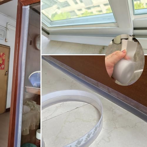 Self-Adhesive Drip Edge 1-2/8" Wide, 118" Rubber Rain Diverter, Transparent/Black/White, Prevents Rainwater Backflow, Ideal for Home & Garden Waterproofing