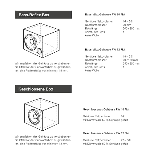 ETON PW 10 Flat – Druckvoller, Flacher 25 cm / 10 Zoll Langhub Subwoofer, Bass fürs Auto, Tiefton Lautsprecher mit Ferritmagnet, 2 x 2 Ohm Doppelschwingspule, 2 x 300 Watt