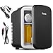 Reemix Mini-Kühlschrank, 4 Liter/6 Dosen, tragbarer Kühler und Wärmer persönlicher Kühlschrank für Hautpflege, Kosmetik, Getränke, Lebensmittel, ideal für Schlafzimmer, Büro, Auto (Schwarz)