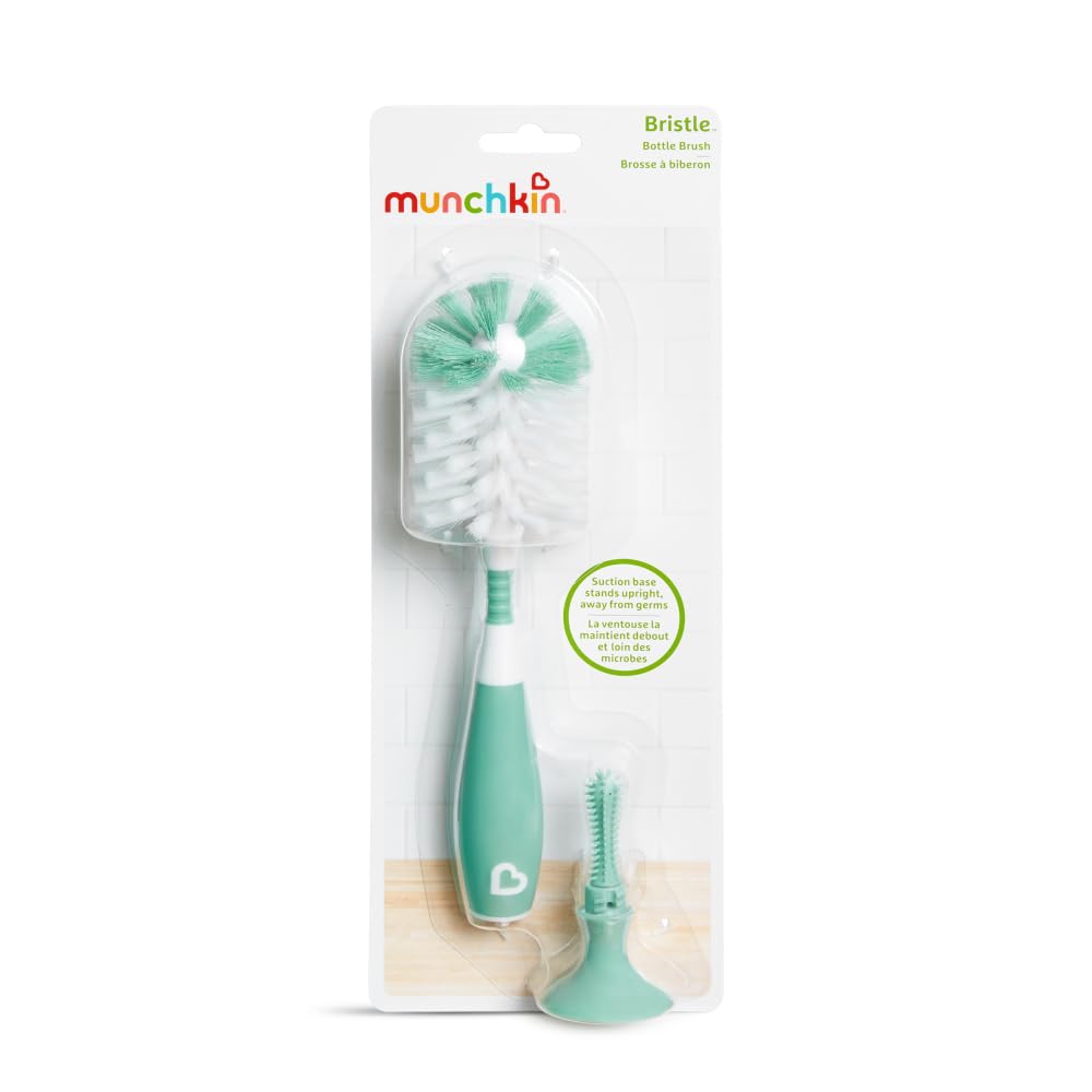 Munchkin Bottle Brush | For Cleaning Baby & Water Bottles with Built In Teat Brush | Freestanding | Dishwasher Safe | Bristle Brush | 1 Pack | Green — view 3