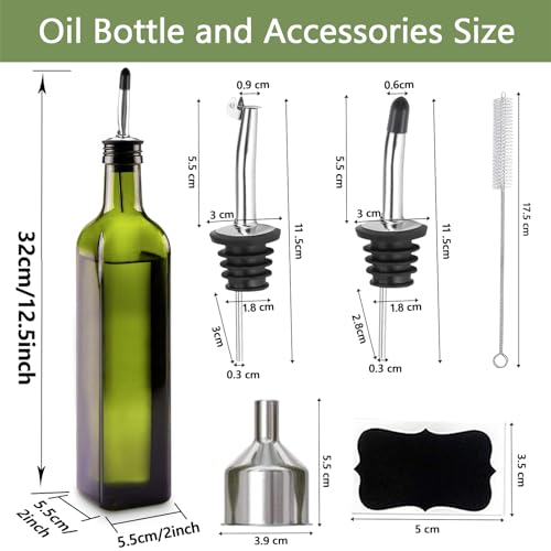 Showvigor GREEN OIL BOTTLE 1 Glass Olive Oil Dispenser, Green Oil And Vinegar Cruet Bottle 17 Oz/500 Ml thumb #1