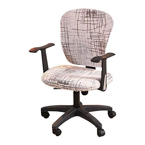 wonderfulwu Stretch Chair Covers Spandex Office Computer Chair Cover Removable Washable Rotate Swivel Chair Protective Covers (Gray & Brown Stripe) Cover