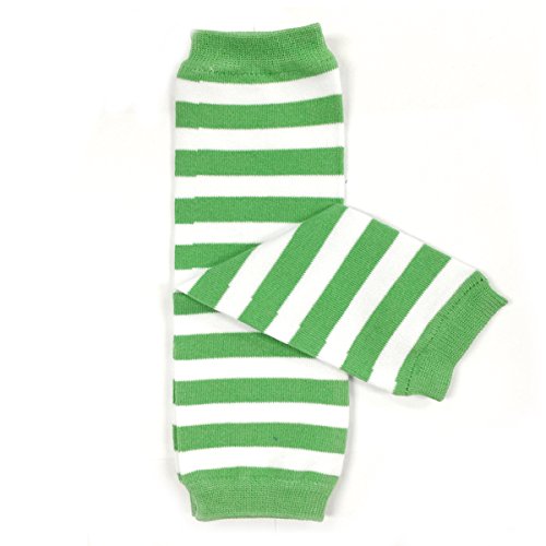 Wrapables Colorful Baby Leg Warmers, Stripes Green and White