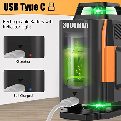 OMMO Laser Level, 16 Lines Self Leveling Level For Construction, 150ft Mini Line Laser Tool with Two 360° Vertical and Two 360° Horizontal Lines, Magnetic Stand USB Cable Included