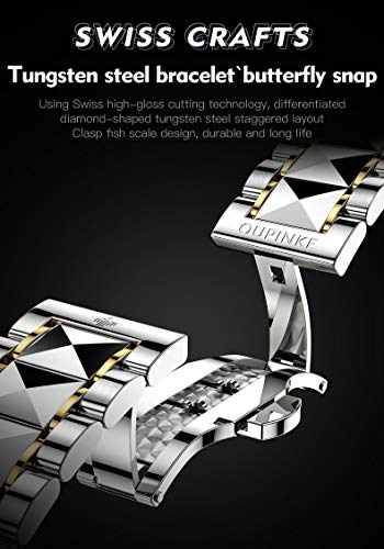 Image of OLEVS Mens Watches Skeleton Mechanical Black Watches for Men Wrist Watches Automatic Luxury Tungsten Steel Sapphire Crystal Waterproof Luminous Gold and Black