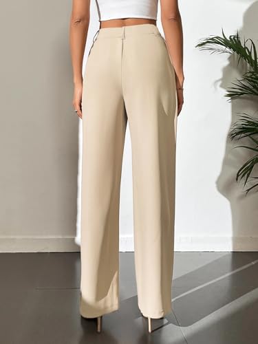 Image of Toochki Trousers for Woman Pants Women's Formal Office Korean | Beige Track Pant | Straight | Cotton Spandex Stretchable Trouser | High-Waisted Bottom Wear | Pack of 2 Combo