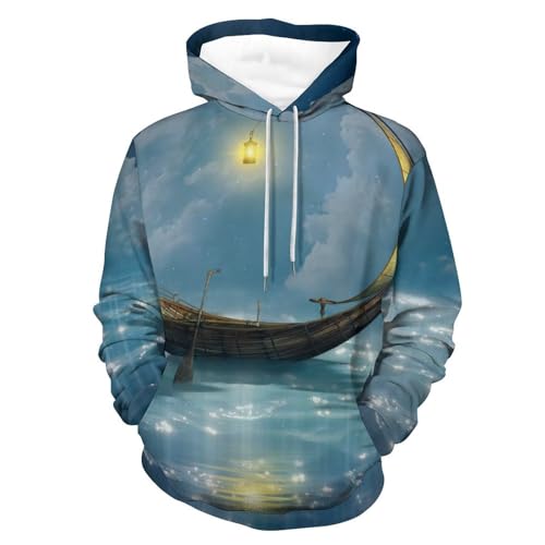 Hoodie Bateau de Nuages de Mer pull manches longues imprimé artistique S