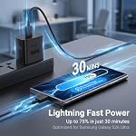 60W USB C Fast Charging Block Type C Wall Plug Charging Brick & 10ft C Cable Super Fast Charging 3.0 for Samsung Galaxy S26 Ultra/S26/S26+/S25 /S24/S23 Ultra/,Note 10/Note 10+/Note