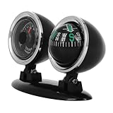 STOBAZA Einstellbarer Fahrzeugkompass mit Thermometer Navigationskugel für Auto und Boot Präzise...