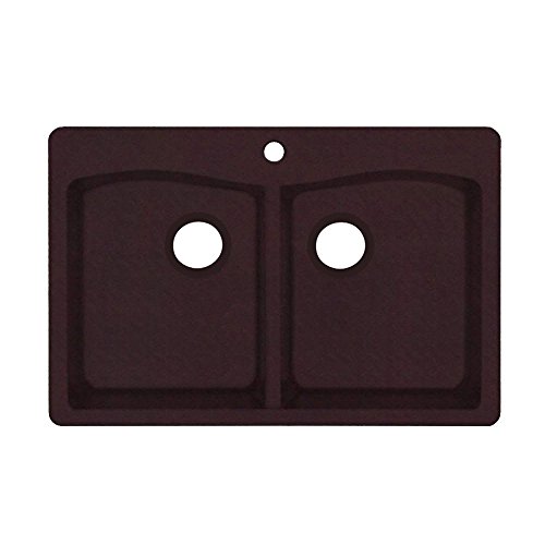 Swanstone QZ03322ED.170 Granite 1-Hole Drop in Double-Bowl Kitchen Sink, 32-in L X 19.25-in H X 9-in H, Espresso
