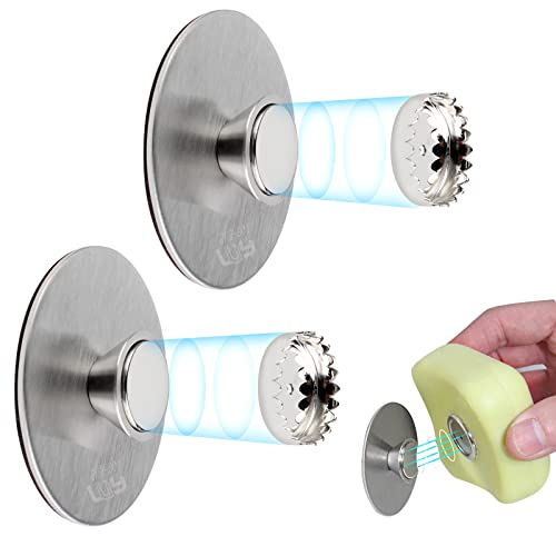 2 Stück Seifenhalter mit Magnet, Sporgo Seifenhalter Magnet Ohne Bohren, Magnetischer Seifenhalter mit Saugnapf, Edelstahl Magnetseifenhalter für Waschbecken Dusche und Badewanne Küche