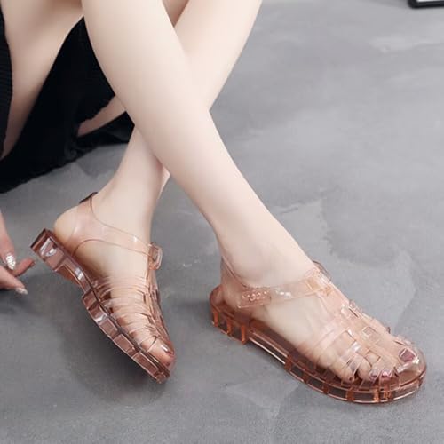 Image of Hee grand Crystal Jelly Heel Sandals for Women Summer Beach Jelly Shoes