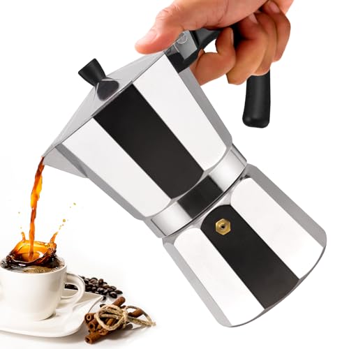 Vaolvpant Cafetera clásica plateada de aluminio para cocina de 9 tazas de 450 ml, cafetera de aluminio para preparar café italiano y cubano