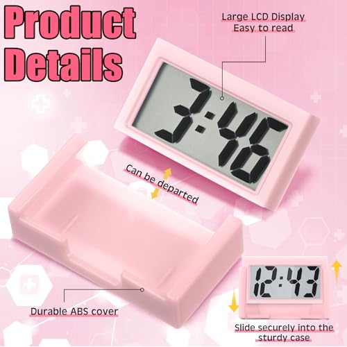Image of Frienda 3 Pieces Mini Digital Clock Small Digital Clock Stick on Battery Operated Self Adhesive Bracket for Car Dashboard Fridge (Blue,Black,Pink)