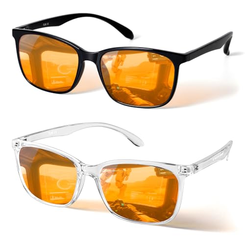 TIJN Sleep Glasses for 99.9% Blue Green Light Blocking Dual AR Coatings Red Lens for Computer Gaming Reduce Eyestrain, TR90