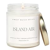 Sweet Water Decor Island Air Soy Candle - Tropical Fruit, Mountain Air, and Orange Scented Summer Candles for Home - 9oz Clear Jar and Gold Lid, 40+ Hour Burn Time, Made in The USA