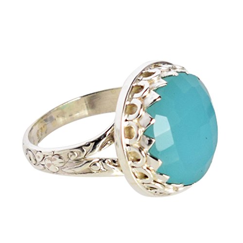 Bague calcédoine argent 925 pierre ovale 17 mm bijoux faits main taille 60