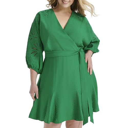 Robe mini col surplis DKNY chic avec manches longues ballons