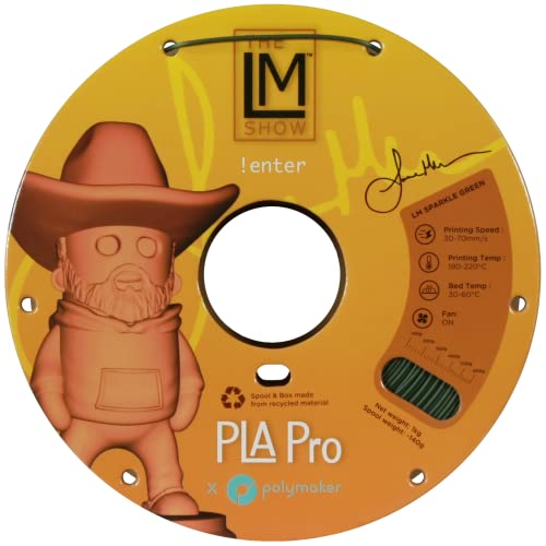 Image of Polymaker PLA PRO Filament 1.75mm 1kg, Tough & High Rigidity LM Sparkle Green 3D Printing Filament 1.75mm, PolyLite PLA PRO 3D Printer Filament 1.75mm, Print with Most 3D Printers