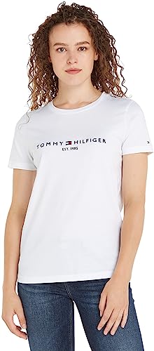 Tommy Hilfiger Damen T-Shirt Kurzarm Heritage Rundhalsausschnitt, Weiß...