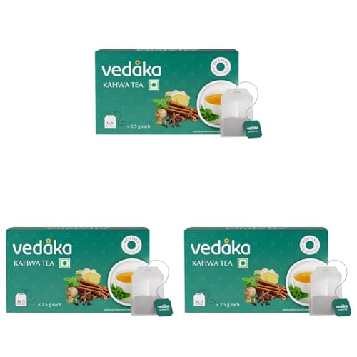 Image of Vedaka Detox Khawa Tea 36 Teabags | Contains Salt, Ginger, Tulsi, Cinnamon, Black Pepper, Cloves, Nutmeg, Asafoetida & Cardamom Seed | 2.5G Each, 90G (Pack of 3)