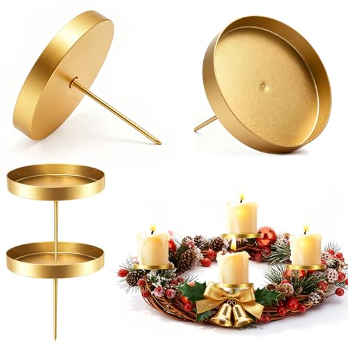 Kerzenhalter Adventskranz Gold 8cm, 4 Stück Adventskerzenhalter...