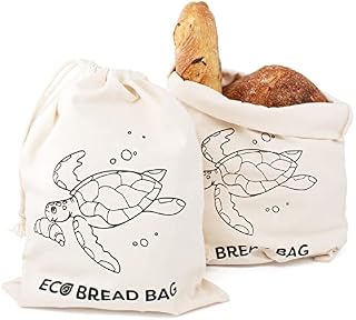 Joejis Bread Bag Set of 2 Cotton Cloth Bread Bags for Homemade Bread & Bakery Treats - 30 x 40 cm Eco Bread Storage Bags Zero Waste Alternative to Single Use Plastic Food Storage