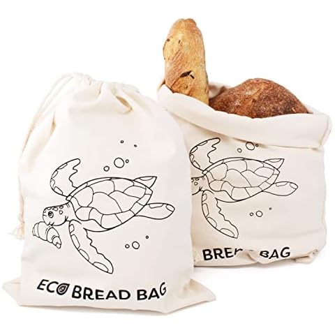 Joejis Bread Bag Set of 2 Cotton Cloth Bread Bags for Homemade Bread & Bakery Treats - 30 x 40 cm Eco Bread Storage Bags Zero Waste Alternative to Single Use Plastic Food Storage Cover
