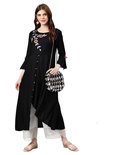 Image of Yash Gallery Women's Plus Size Rayon Embroidered Kurta for Women