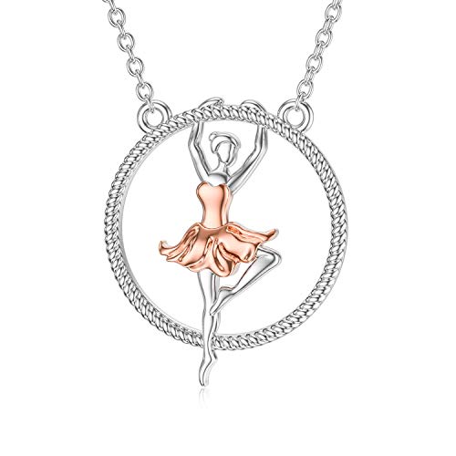 PELOVNY Dancing Ballerina Necklace for Women Sterling Silver Ballet Dance Pendant Necklace Silhouette Jewelry Gift for Girlfriend Dance Lover