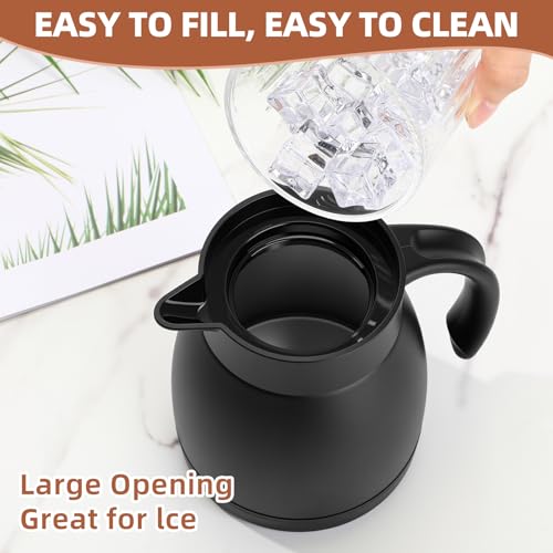 Image of Norme 2 Pcs Thermal Coffee Carafe Insulated Stainless Steel Coffee Carafe for Hot Liquid Vacuum Thermal Pot Creamer Pitcher Dispenser with Brushes Keeping Hot Water Milk (Black,17 oz)