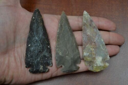 3 PCS ASSORT Agate Stone SPEARHEAD Arrowhead Point 3