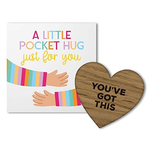 Little Pocket Hug Just For You Wooden Heart Token with Positive Affirmations - Small Keepsake Card For Wallet/Purse (Rainbow, You've Got This) - View 2