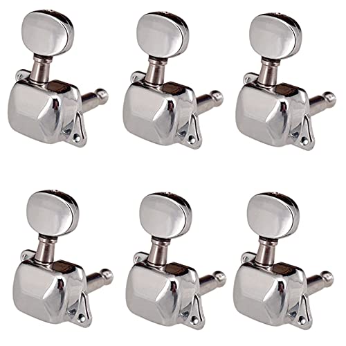 Myhoomowe Mécaniques semi-fermées 6R Chevilles d’accordage en métal chromé pour accessoires de guitare - Les Beatles, Paul McCartney, John Lennon, RIngo Starr, George Harrison Myhoomowe Mécaniques semi-fermées 6R Chevilles d'accordage en métal chromé pour accessoires de guitare
